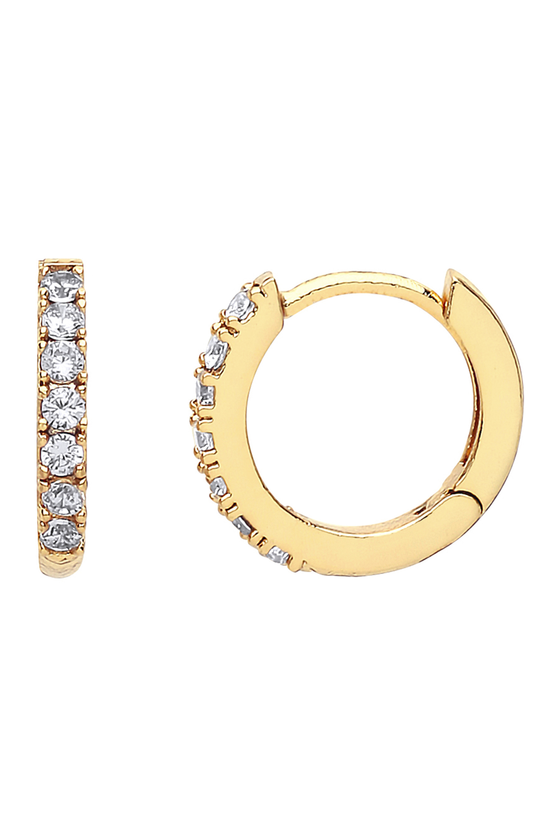 Picture of Pave Set Hoop Earrings With White Cz - Gold Plated