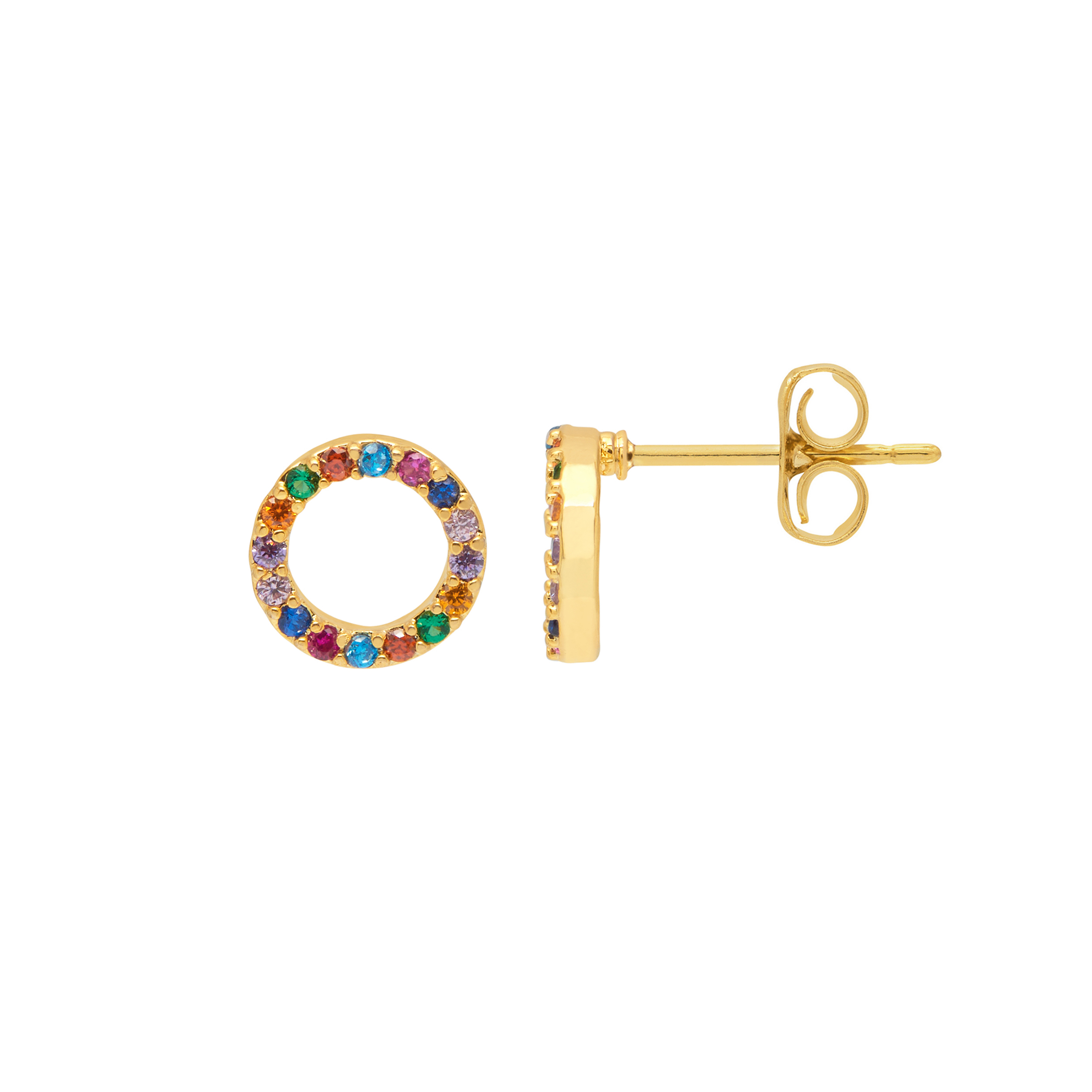 Picture of Multi Cz Circle Earrings - Gold Plated - Np
