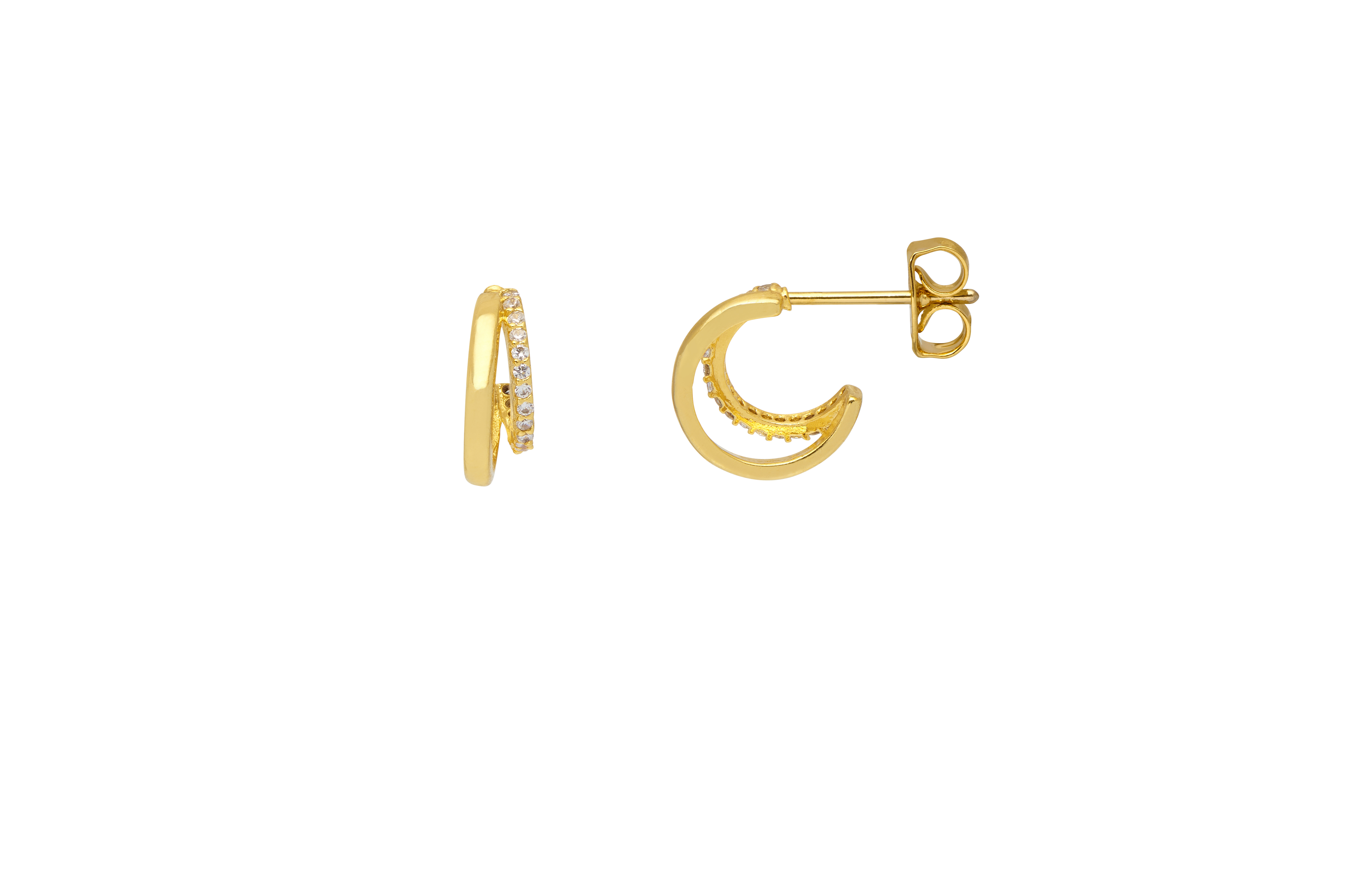 Picture of Double Illusion Hoop Earrings - Pave Cz Gold