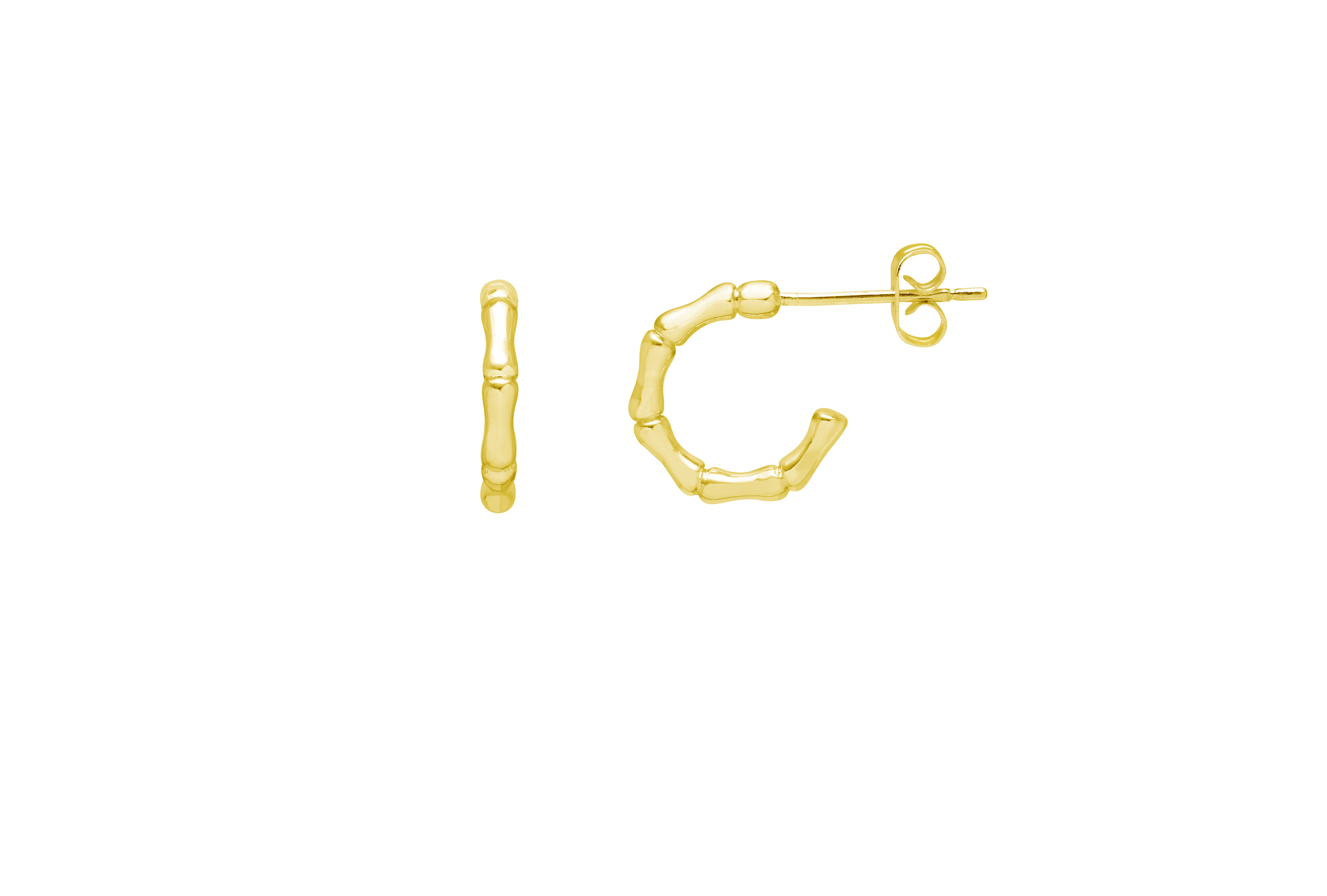 Picture of Small Bamboo Hoop Earrings - Gold