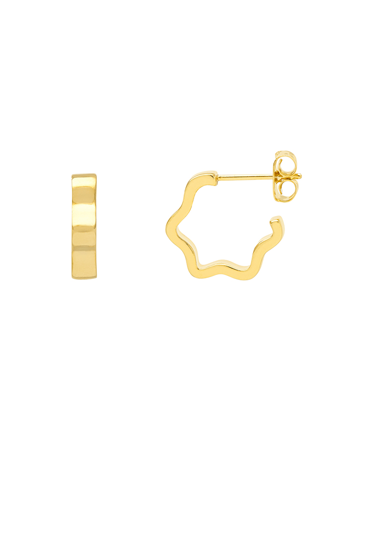 Picture of Flat Wave Hoop - Gold Plated