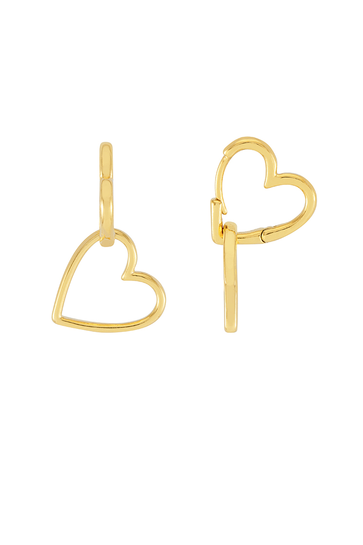 Picture of Gold Hinged Heart Hoop Earrings