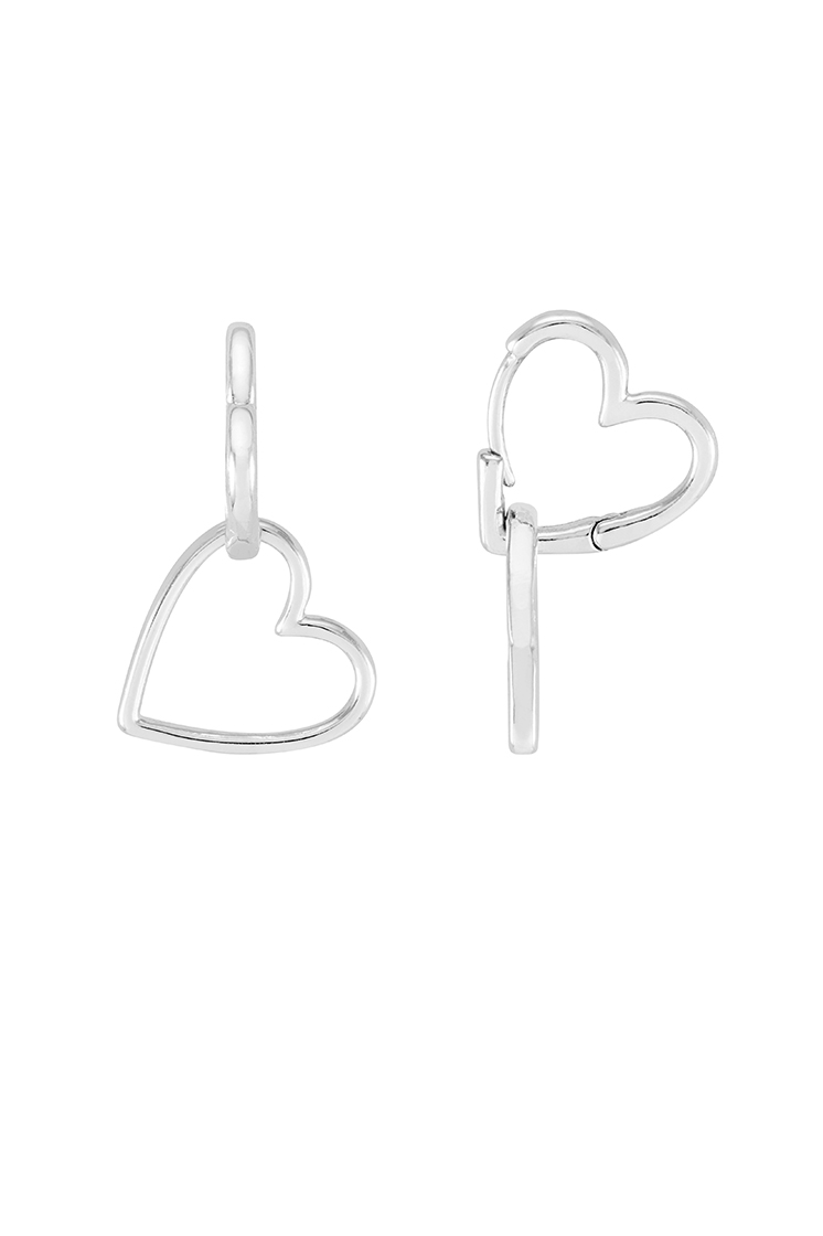 Picture of Silver Hinged Heart Hoop Earrings