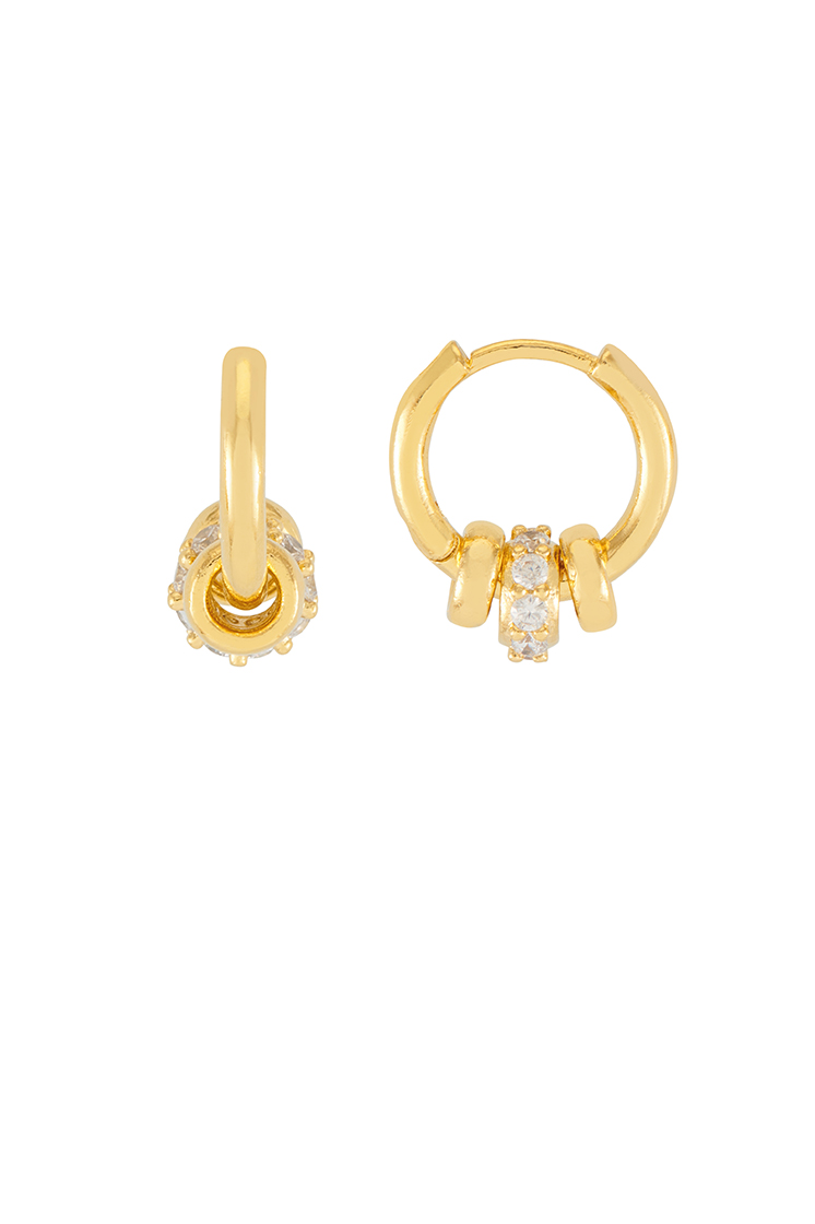 Picture of Gold Triple Disc Cz Hoop Earrings