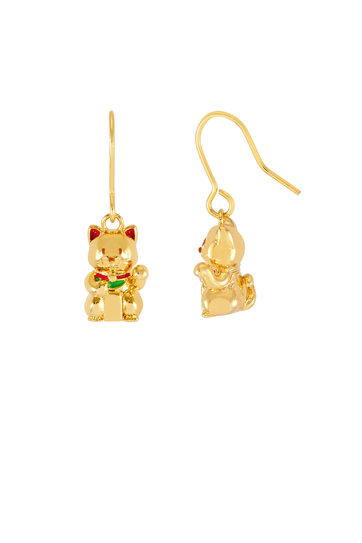 Picture of Lucky Cat Drop Hook Earrings