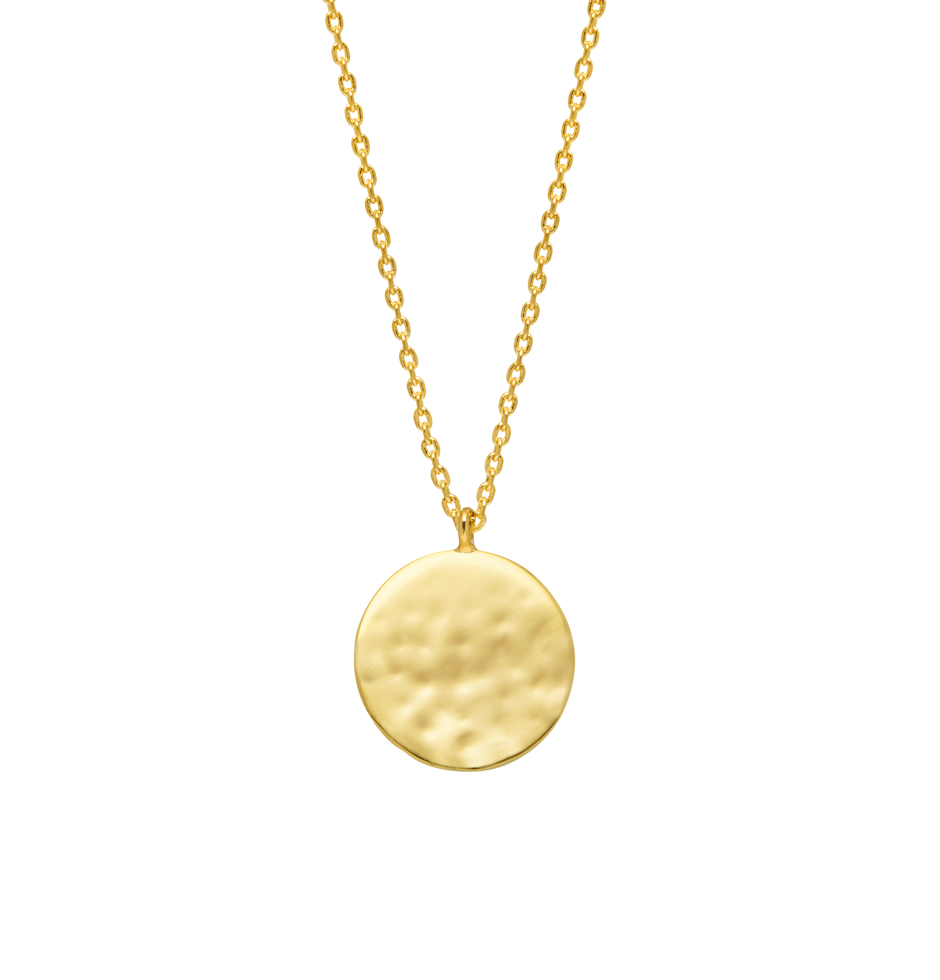 Picture of Hammered Disc Pendant Necklace - Gold Plated