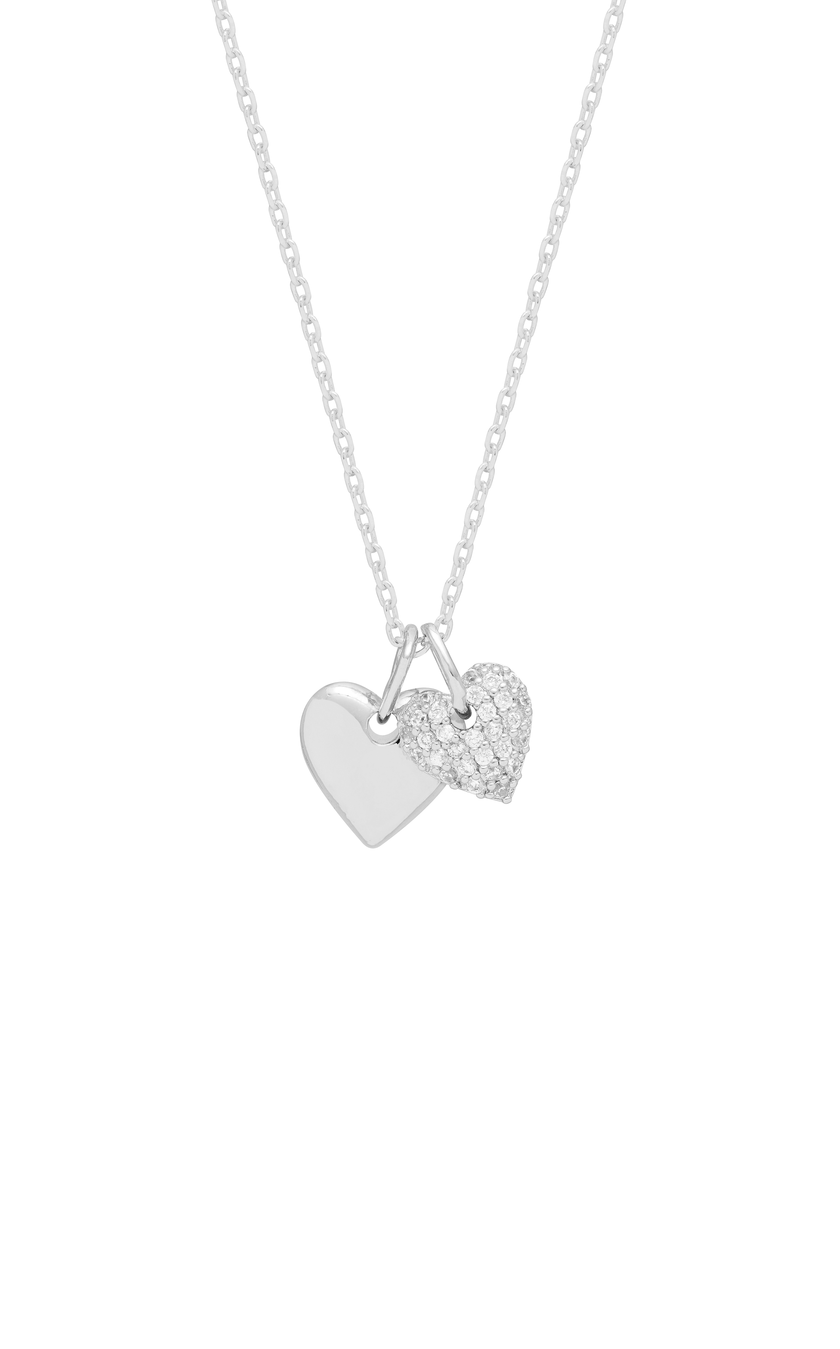 Picture of Double Heart Necklace - Silver Pave