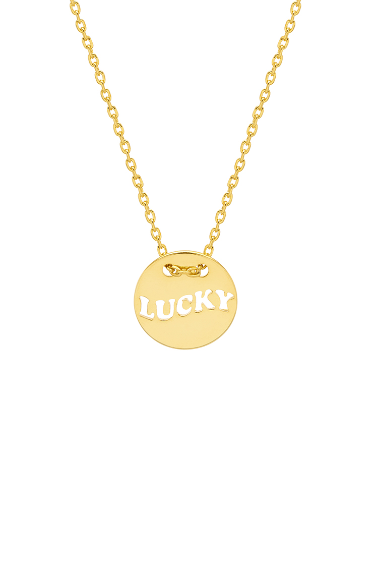 Picture of Lucky Cut Out Disc Necklace - Gold Plated