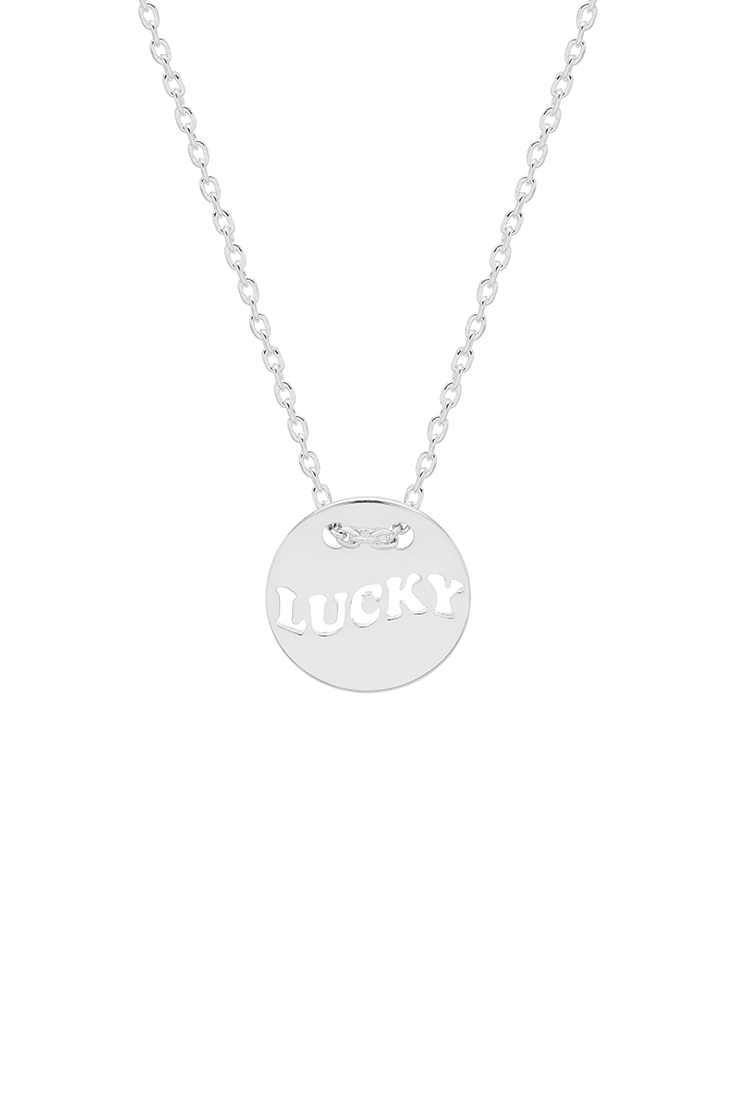 Picture of Lucky Cut Out Disc Necklace - Silver Plated