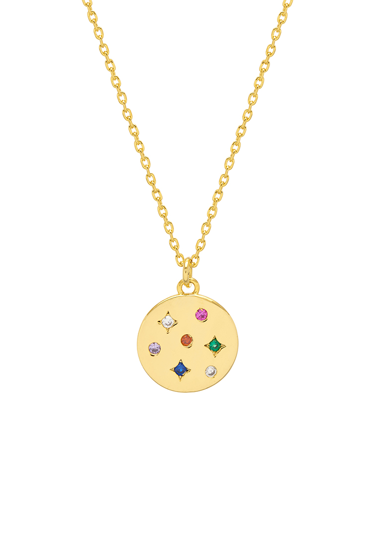 Picture of Mix Cz Coin Necklace - Gold Plated