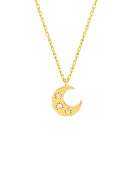 Picture of Three Stone Moon Necklace - Gold Plated