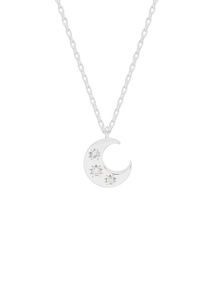 Picture of Three Stone Moon Necklace - Silver Plated