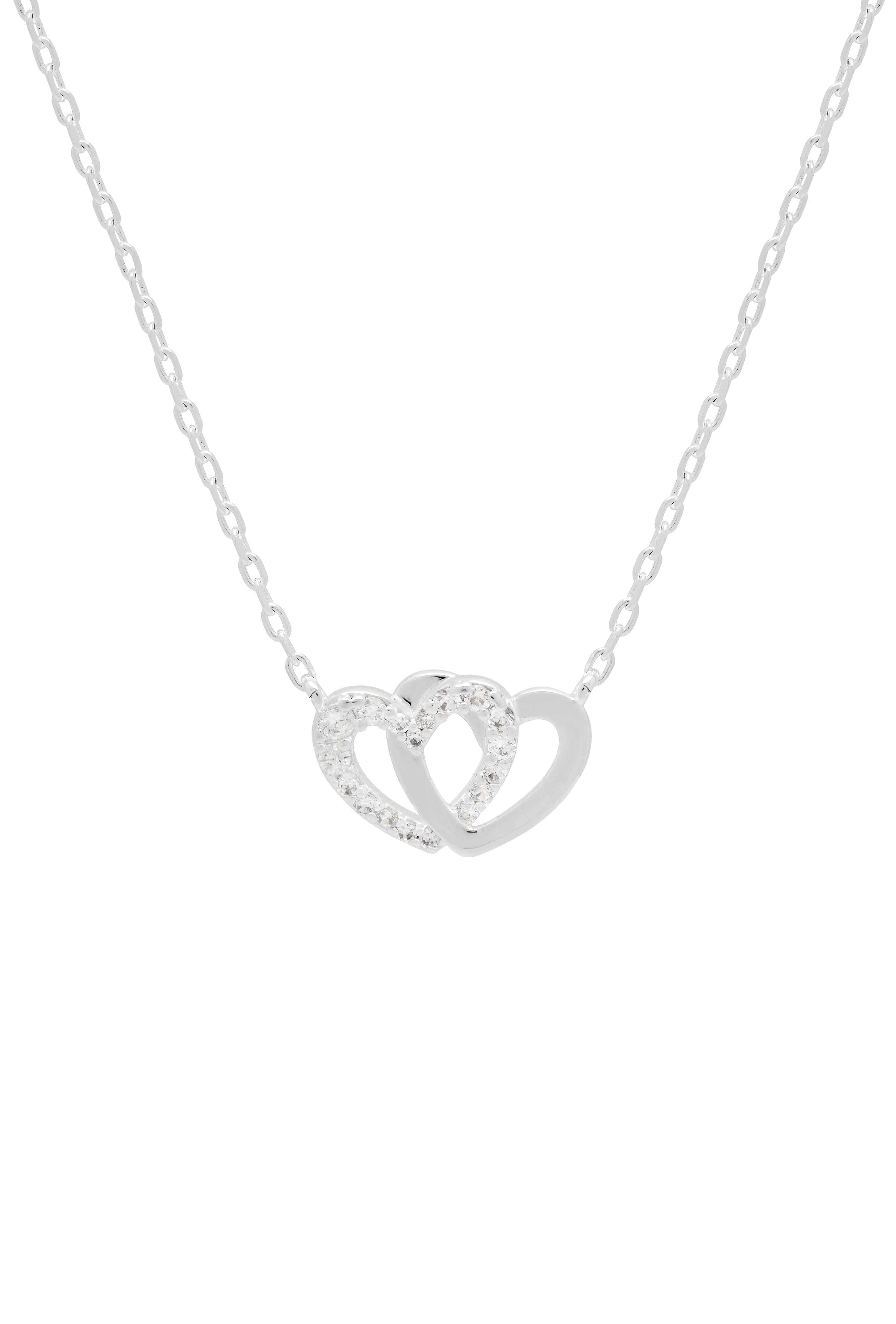 Picture of CZ Interlocking Heart Necklace - Silver Plated