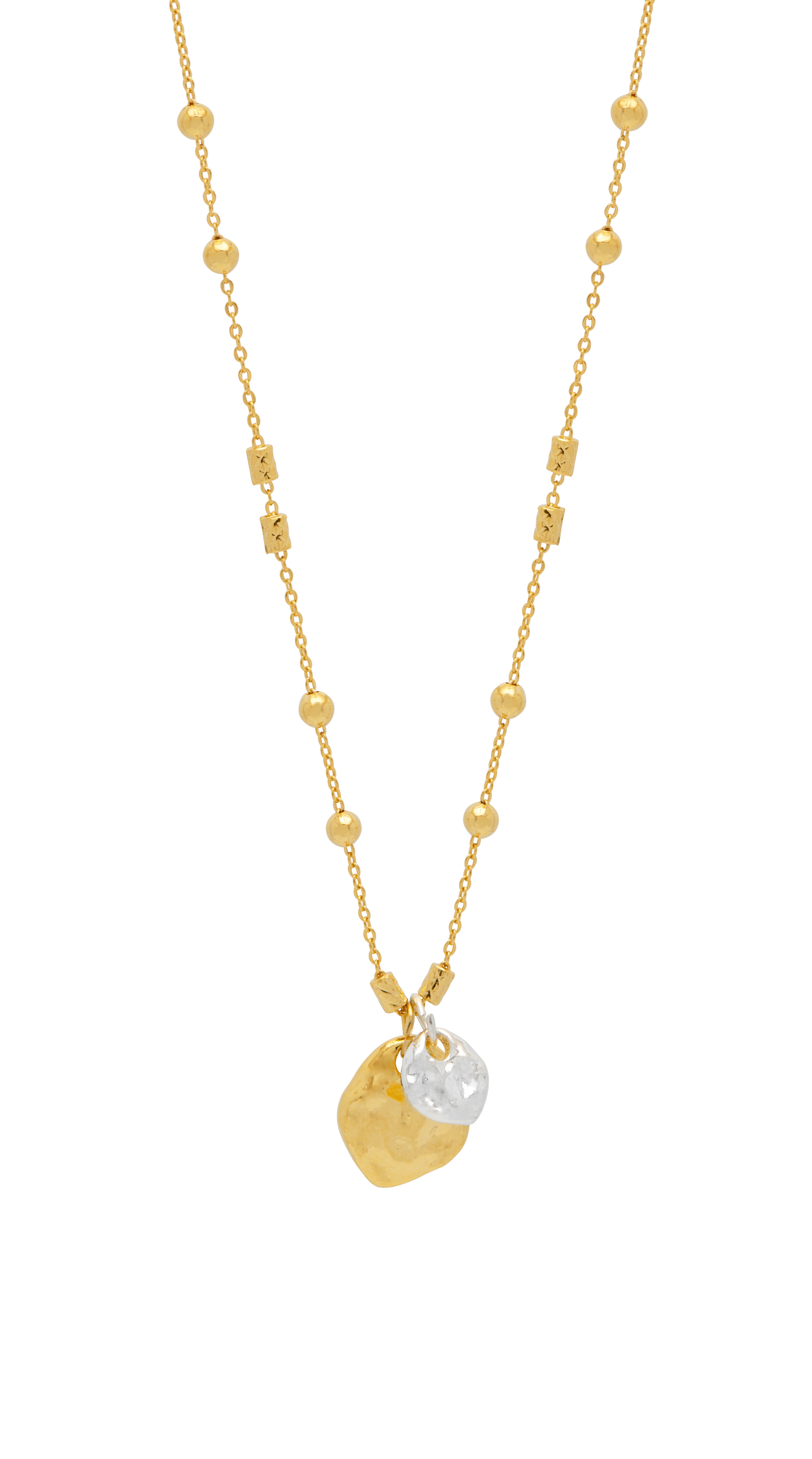 Picture of Triple Beaded Chain And Molton Pebbles Necklace