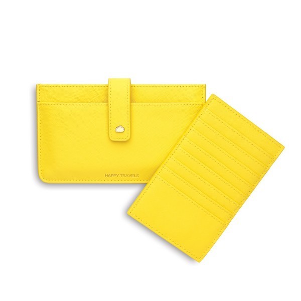 Picture of Travel Document Wallet - Yellow - Saffiano