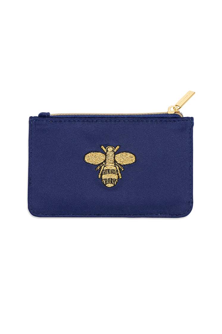 Picture of Bee Embroidery Card Purse - Navy