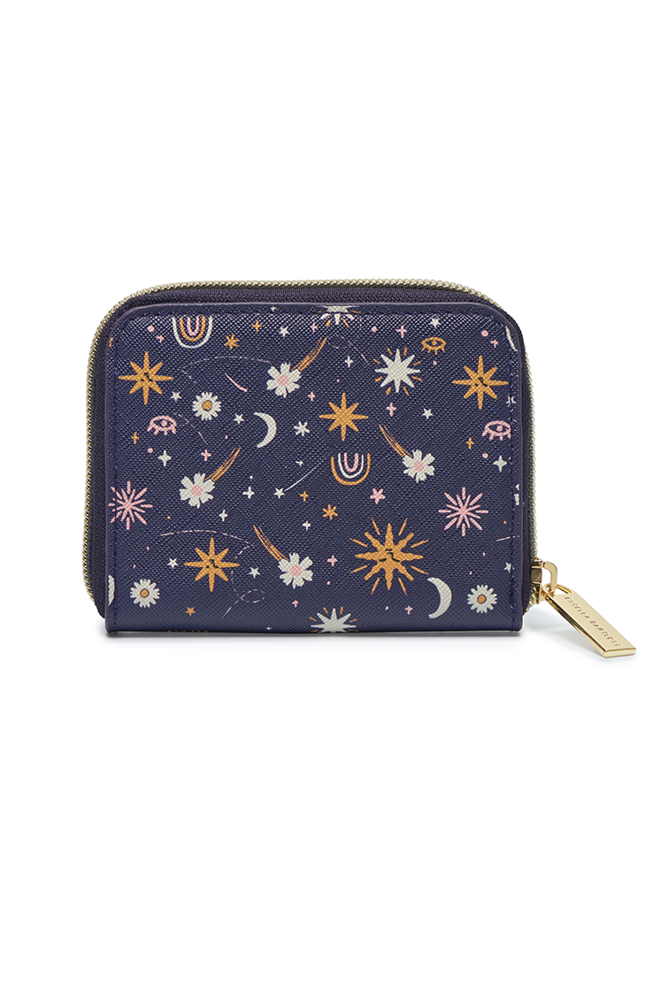 Picture of Charly Clements Navy Print Zip Around Purse