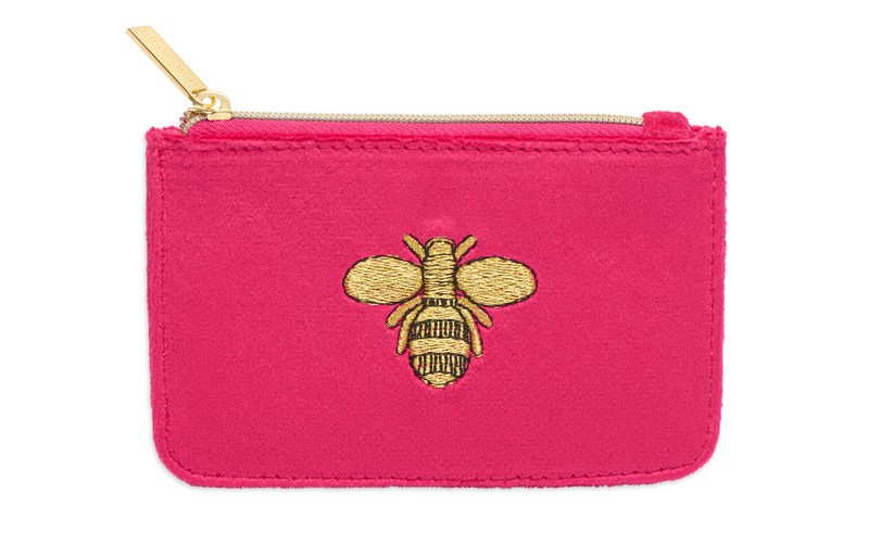 Picture of Bee Embroidery Card Purse - Hot Pink - Velvet