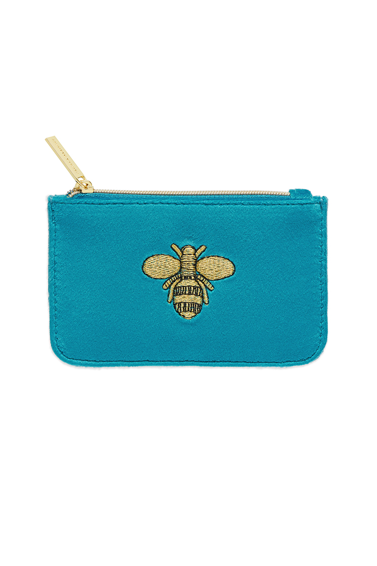 Picture of Bee Embroidery Card Purse - Teal